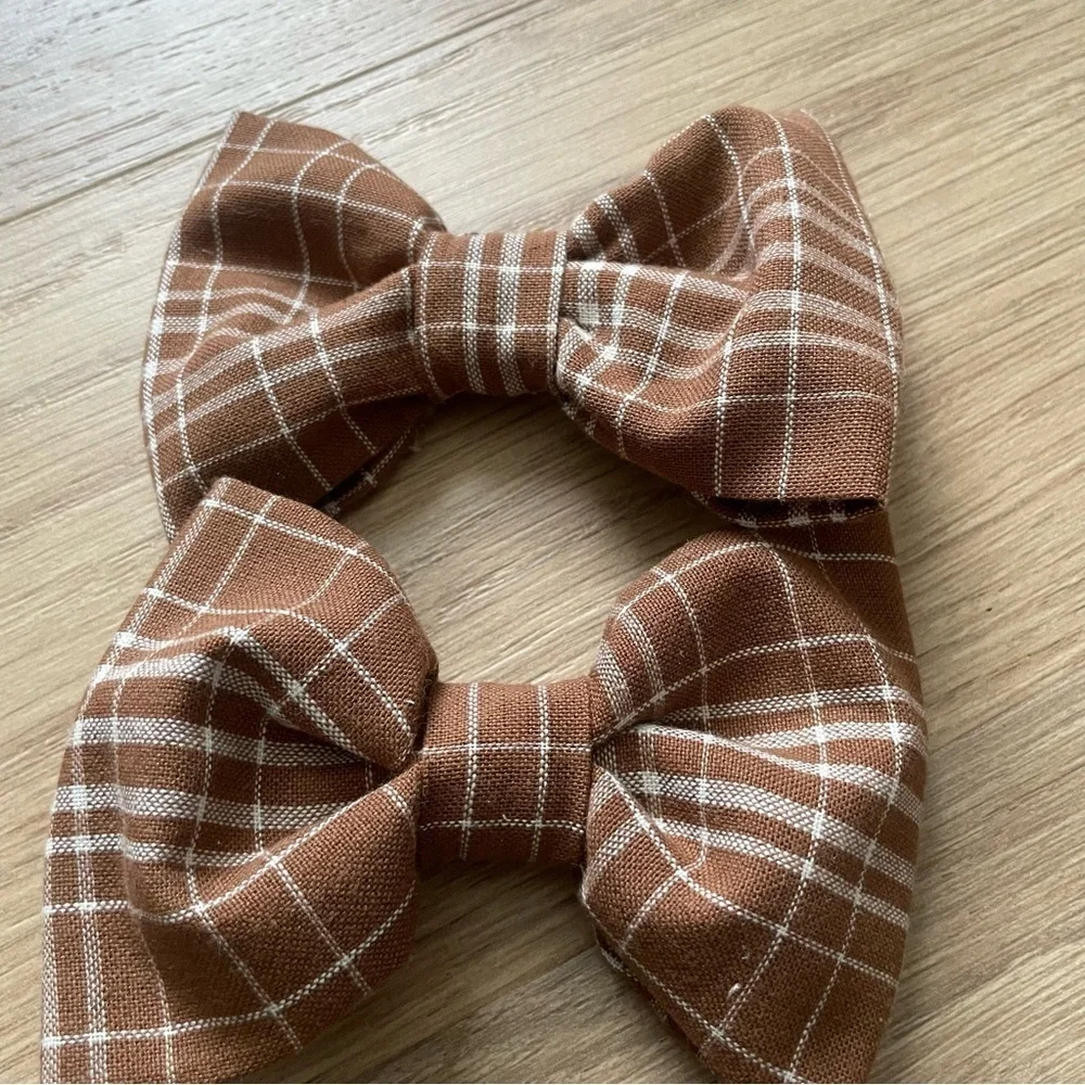 New handmade Plaid Brown Hair Bows for girls Fall feminine pigtails cute dressup